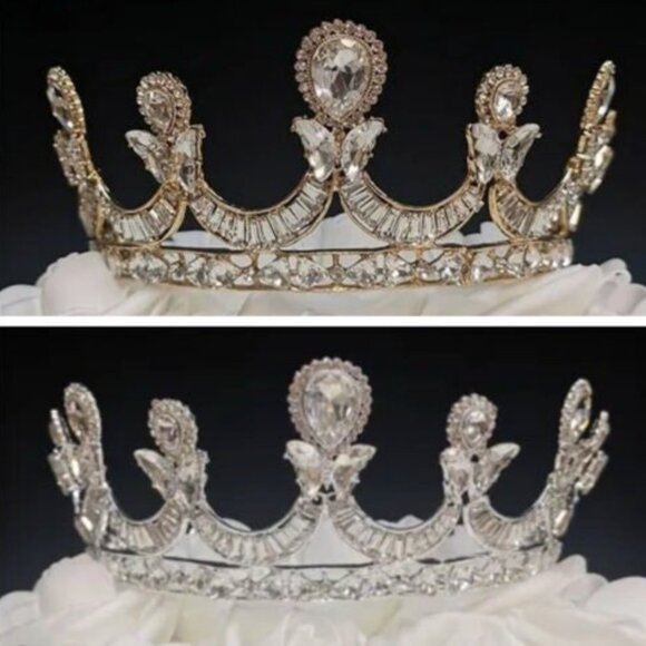Wedding Tiara Gold or Silver Crown With Rhinestones For All Occasions main image 4